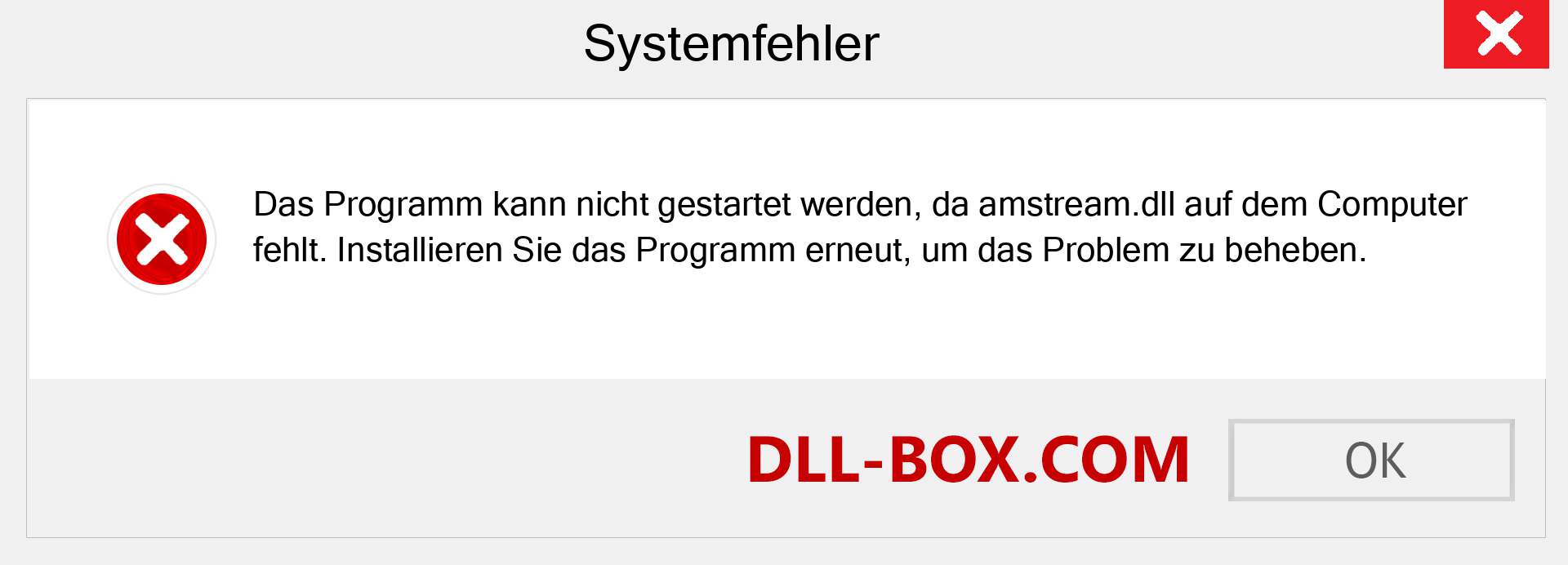 amstream.dll-Datei fehlt?. Download für Windows 7, 8, 10 - Fix amstream dll Missing Error unter Windows, Fotos, Bildern